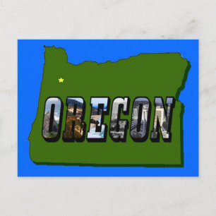 Postale Contour de la carte de l'Oregon et texte d'image