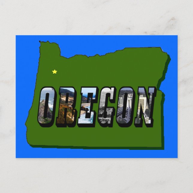 Postale Contour de la carte de l'Oregon et texte d'image (Devant)