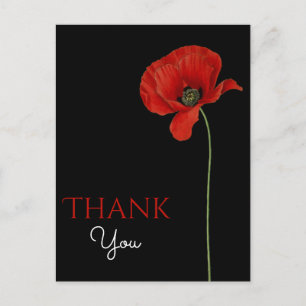 Postale Coquelicot rouge monogrammé sur carte de remerciem