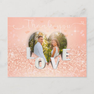 Postale Coral plié Mariage photo du coeur - Carte de remer