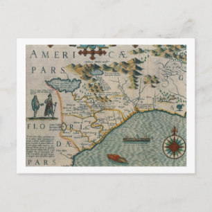 Postale Côte de Caroline du Nord, détail de la carte intit