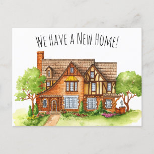 Postale Cottag anglais coloré Changement d'adresse Carte p