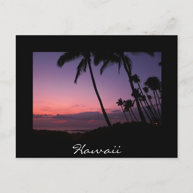 Postale Coucher de soleil rose et violet noir Hawaii carte (Devant)