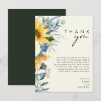 Country Sunflower Jaune Réception Carte de remerci