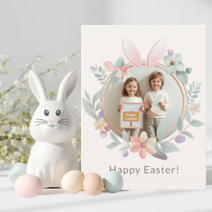 Postale Couronne de Pâques élégante de lapin Photo Carte p