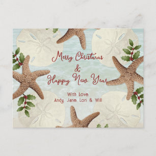Postale Couronne de plage Dollars de sable Carte de Noël