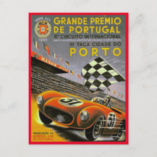 POSTALE COURSE VINTAGE - GRAND PRIX DU PORTUGAL 1955 CARTE