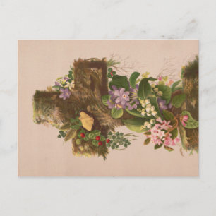 Postale Croix florale rustique vintage, carte de Pâques,