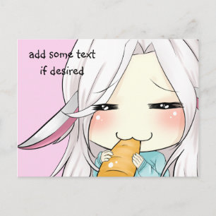Postale Cute chibi fille avec des oreilles lapin carte pos
