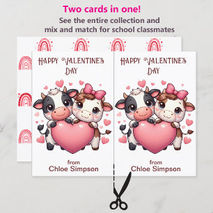 Postale Cute Cows Carte de salle de classe pour enfants de