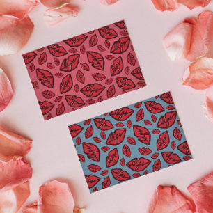 Postale Cute Funny Lips Motif Blue Arrière - plan Carte po