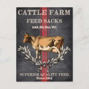 Postale Cute Vintage Pays vache fourrage sacks carte posta