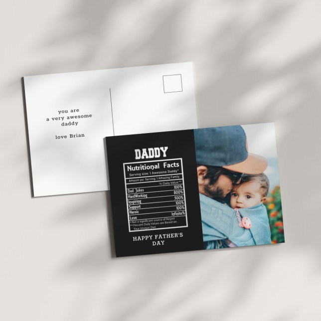 Postale Daddy Nutritional Facts Fête des pères Carte posta (Créateur téléchargé)