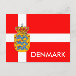 Postale Danemark Drapeau & Armoiries Carte postale!