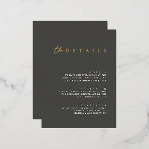 Postale De Vacances En Aluminium Mariage moderne Foil noir Détails Carte boîtier