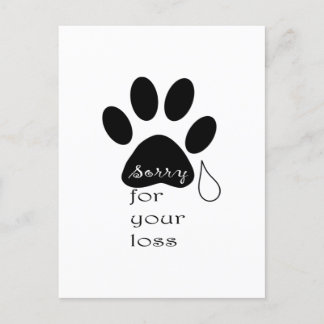 Postale Désolé pour votre perte Pet carte de sympathie