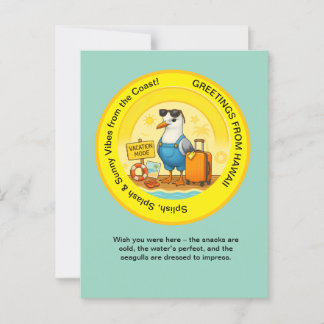 Postale destination ensoleillée amusante carte de voeux de