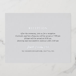 Postale D'invitation À Feuilles D'aluminium Andrea Grey Elegant Wedding Foil Carte de boîtier