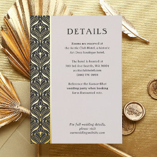 Postale D'invitation À Feuilles D'aluminium Art Deco Lotus Gold Détails Mariage Carte de boîti