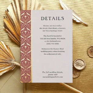 Postale D'invitation À Feuilles D'aluminium Art Deco Lotus Gold Détails Mariage Carte de boîti