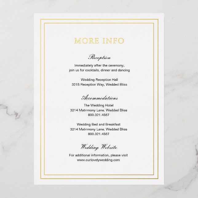 Postale D'invitation À Feuilles D'aluminium Carte de boîtier de mariage classique élégant (Recto)