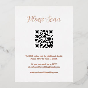 Postale D'invitation À Feuilles D'aluminium Carte de boîtier Mariage rose Gold Foil QR Code