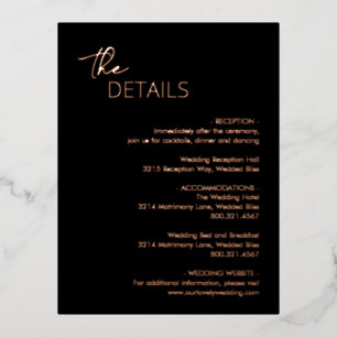 Postale D'invitation À Feuilles D'aluminium Carte de boîtier pour Mariage moderne noir minimal