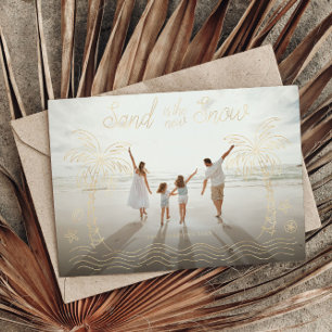 Postale D'invitation À Feuilles D'aluminium Carte de Noël Destination Christmas Card Sand is t