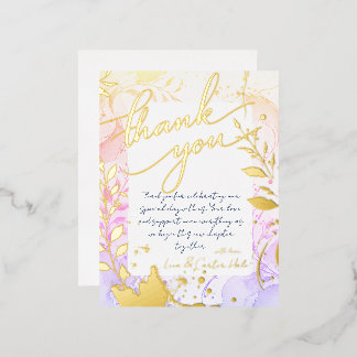 Postale D'invitation À Feuilles D'aluminium Carte de remerciement minimaliste couleur aquarell
