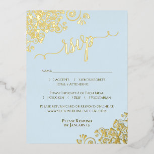 Postale D'invitation À Feuilles D'aluminium Carte de réponse de mariage élégante avec feuille 