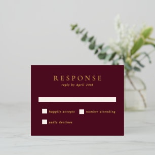 Postale D'invitation À Feuilles D'aluminium Carte de réponse de mariage élégante en feuille d'