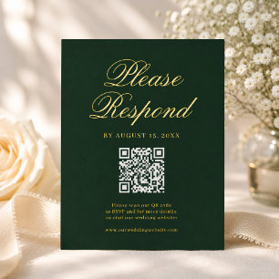 Postale D'invitation À Feuilles D'aluminium Carte de réponse de mariage Régence Émeraude Vinta