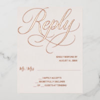 Carte de réponse RSVP Rose Gold Foil Blush