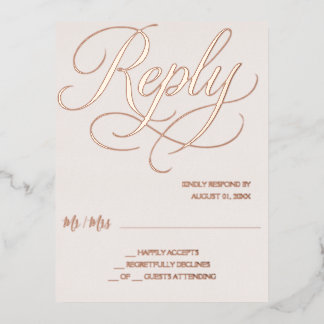 Postale D'invitation À Feuilles D'aluminium Carte de réponse RSVP Rose Gold Foil Blush