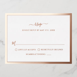Postale D'invitation À Feuilles D'aluminium Carte RSVP de mariage rose Gold Foil