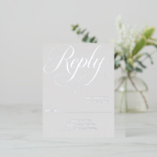 Postale D'invitation À Feuilles D'aluminium Carte RSVP grise en feuille d'argent