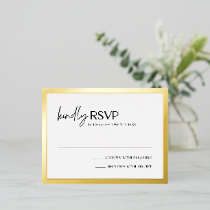 Postale D'invitation À Feuilles D'aluminium Carte RSVP Mariage moderne chic Foil