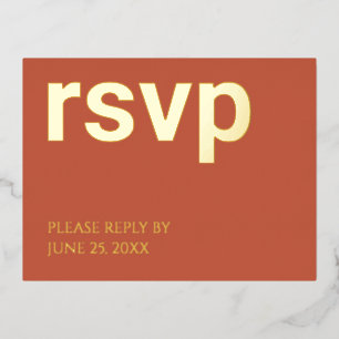 Postale D'invitation À Feuilles D'aluminium Foil RSVP Terracotta Stylish Repas Choix Carte Pos