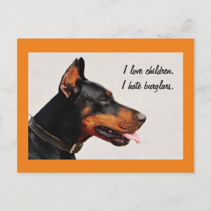 Postale Doberman "Je déteste les cambrioleurs" carte posta