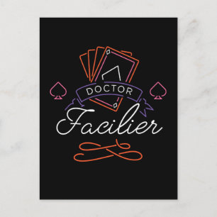 Postale Dr Facilier   Logo de badge de la carte Neon