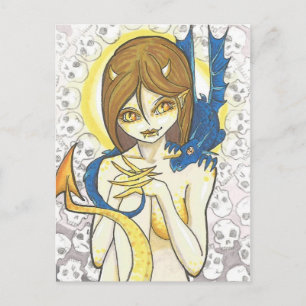 Postale Dragon et crâne nymphe Imaginaire Art Carte postal