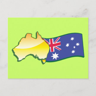 Postale Drapeau australien et carte aussie