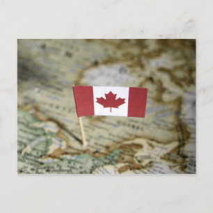 Postale Drapeau canadien sur la carte