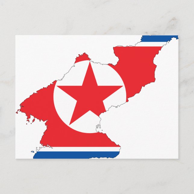 Postale Drapeau carte de Corée du Nord (Devant)