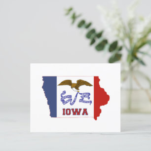 Postale Drapeau et carte de l'État de l'Iowa