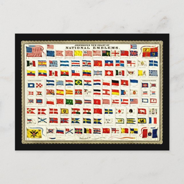 Postale Drapeaux des pays - Carte Vintage (Devant)