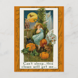 Postale Drôle carte de clown Halloween