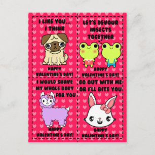 Postale Drôle mignon caricature animal valentines carte po