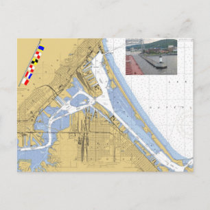 Postale Duluth, MN Carte portuaire Signal Drapeaux navire