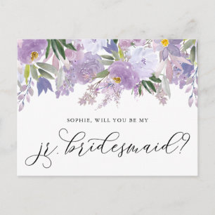 Postale Dusty Pink Peony Serez-Vous Ma Carte Jr Bridesmaid